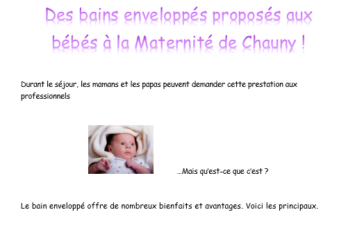 Des bains enveloppés proposés aux bébés à la maternité de Chauny